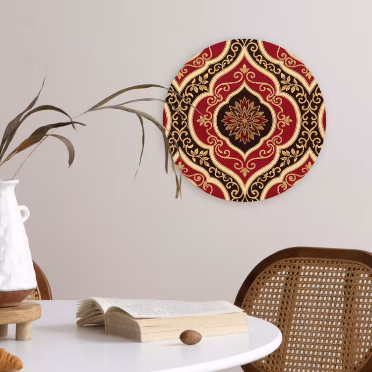 Wandcirkel - Glas - Patroon - Ornament - Barok - Rood - Goud — 4