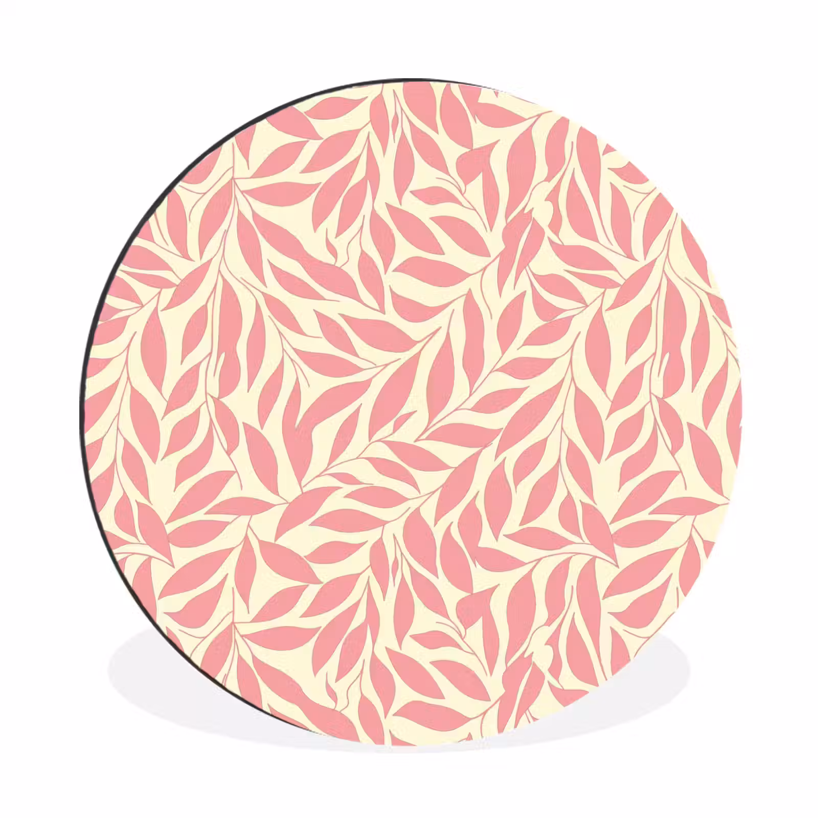 Wandcirkel - Aluminium - Roze - Bladeren - Dynamisch - Patroon — 1