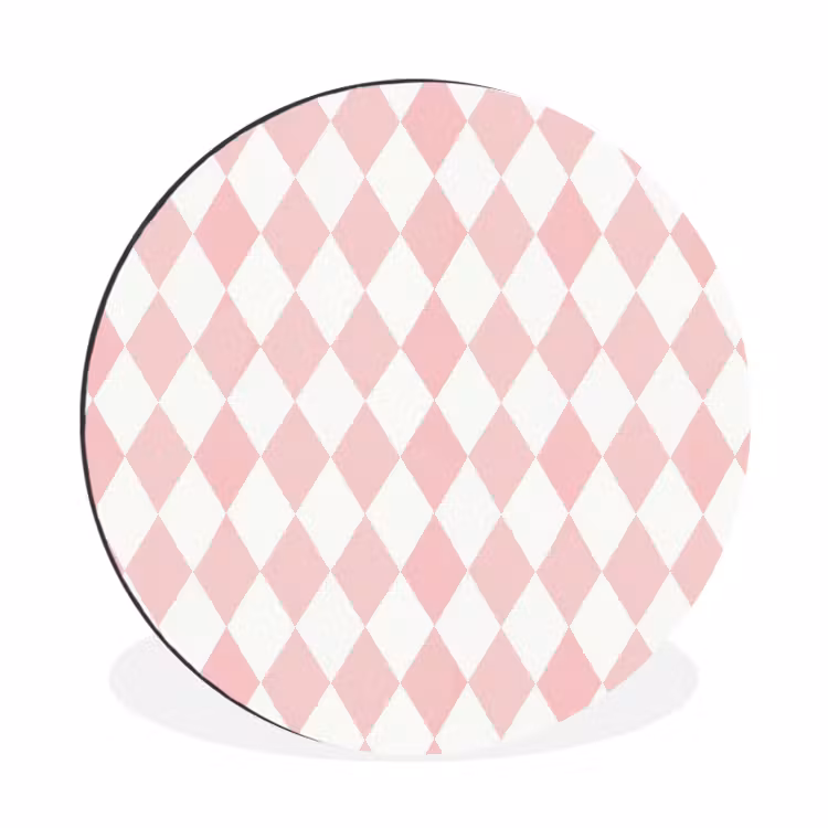 Wandcirkel - Aluminium - Lichtroze - Ruiten - Geometrisch - Patroon — 1