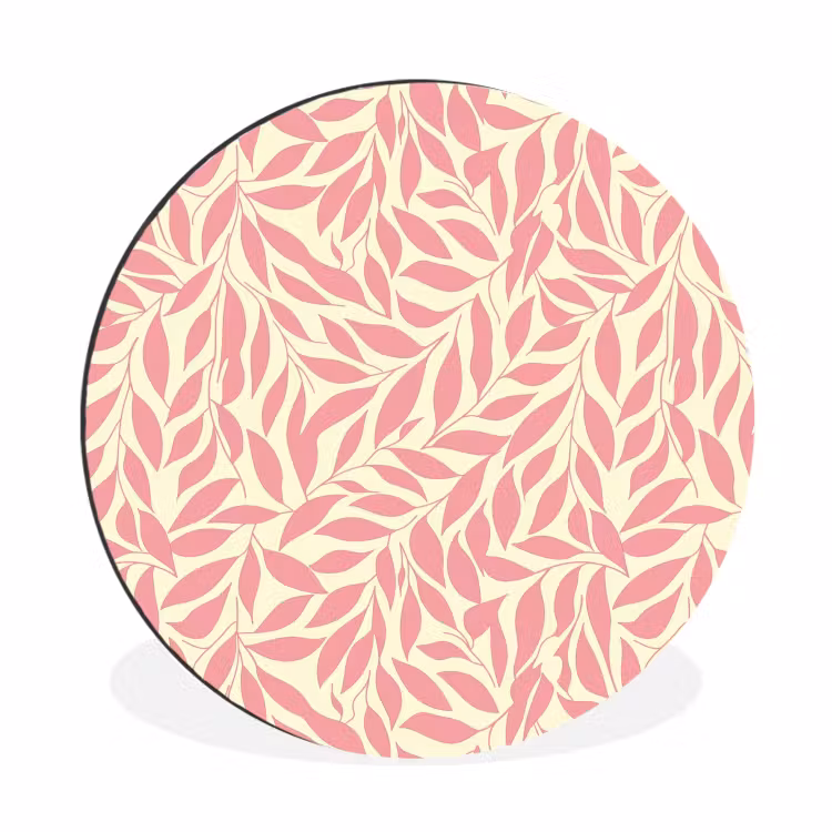 Wandcirkel - Aluminium - Roze - Bladeren - Dynamisch - Patroon — 1