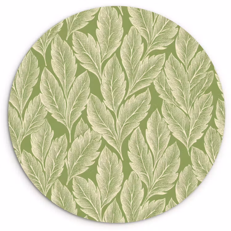 Wandcirkel - Glas - Groen - Botanisch - Bladeren - Vintage - Patroon — 1