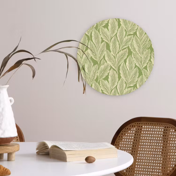 Wandcirkel - Glas - Groen - Botanisch - Bladeren - Vintage - Patroon — 4