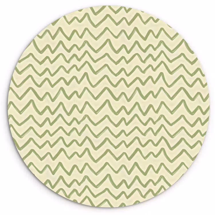 Wandcirkel - Glas - Saliegroen - Zigzag - Handgetekend - Patroon — 1