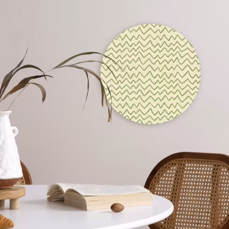 Wandcirkel - Glas - Saliegroen - Zigzag - Handgetekend - Patroon — 4