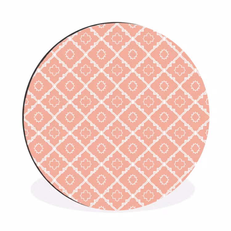 Wandcirkel - Aluminium - Zalmroze - Geometrisch - Elegant - Patroon — 1