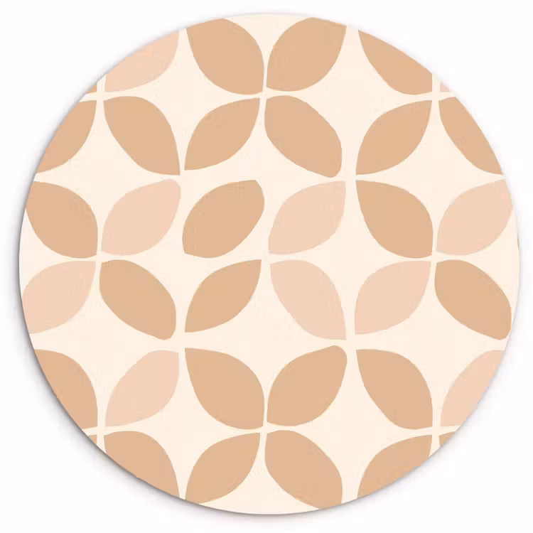 Wandcirkel - Glas - Beige - Bladeren - Minimalistisch - Patroon — 1