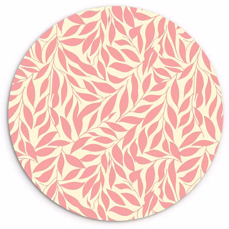 Wandcirkel - Glas - Roze - Bladeren - Dynamisch - Patroon — 1