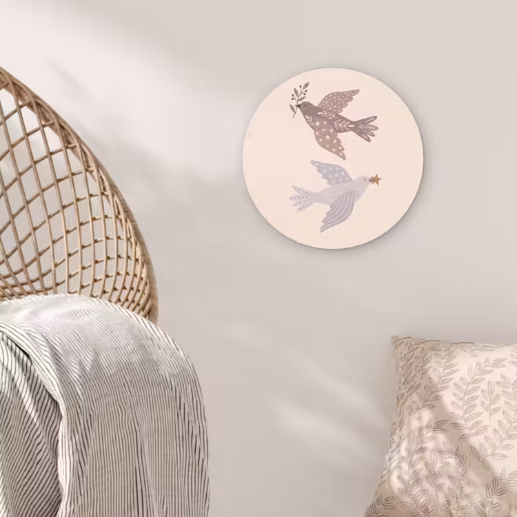 Wandcirkel - Glas - Vogel - Bessen - Natuur - Modern - Beige — 5