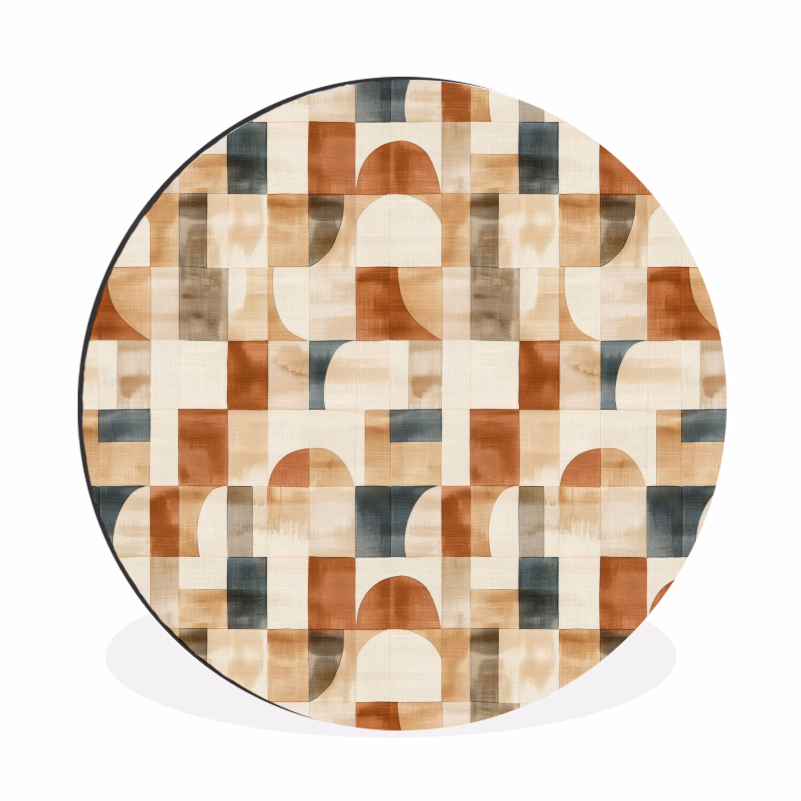 Wandcirkel - Aluminium - Terracotta - Geometrisch - Aquarel - Textuur — 1