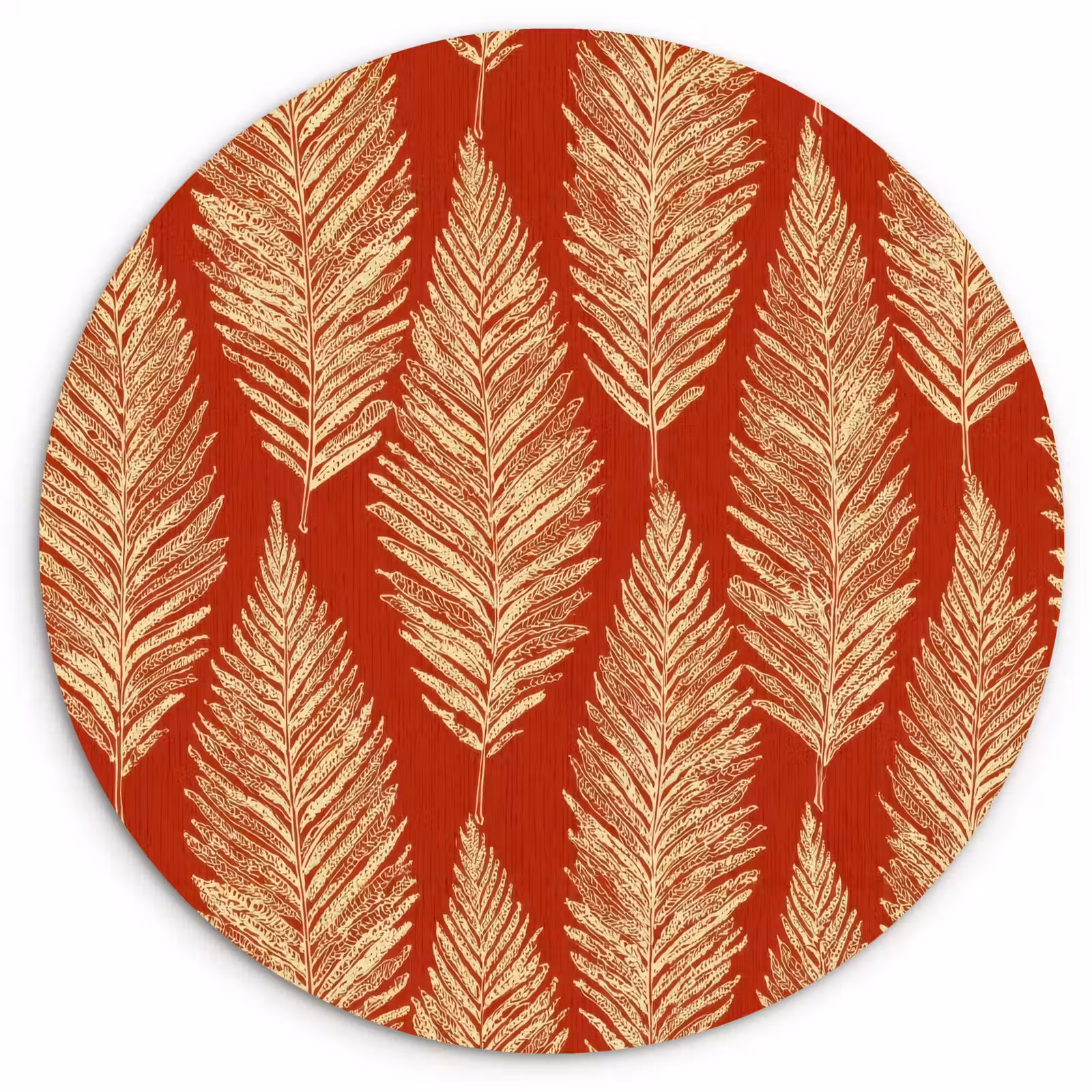 Wandcirkel - Glas - Rood - Botanisch - Varen - Patroon — 1