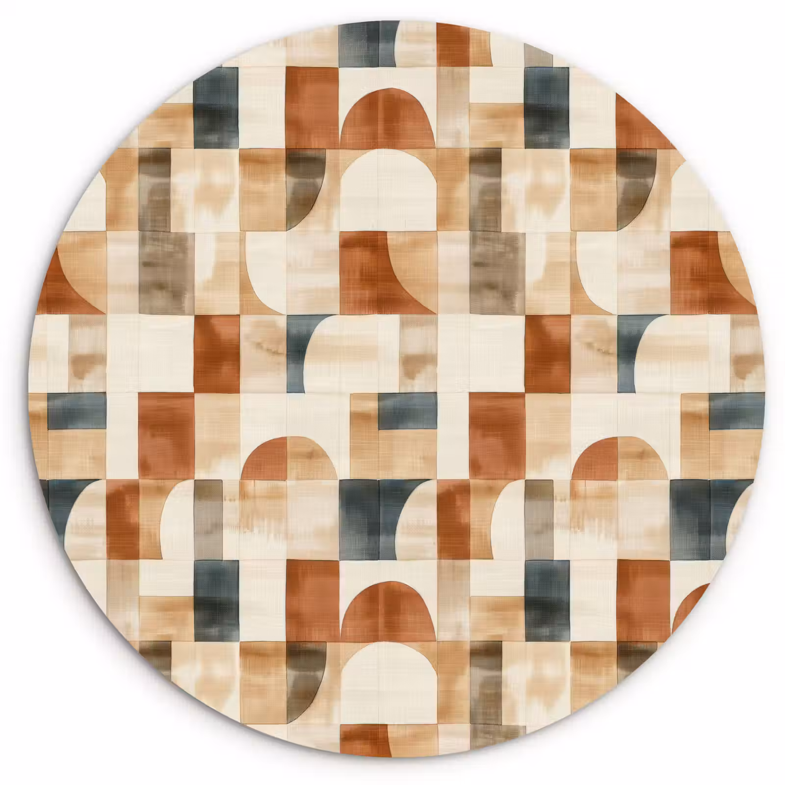 Wandcirkel - Glas - Terracotta - Geometrisch - Aquarel - Textuur — 1