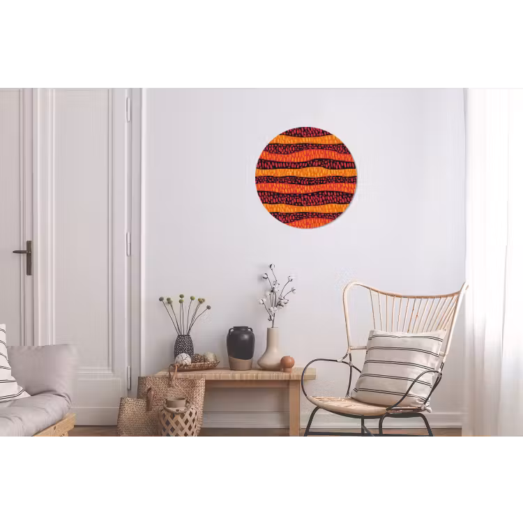 Wandcirkel - Aluminium - Oranje - Roze - Expressief - Patroon — 2
