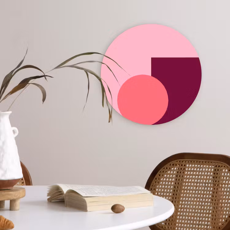 Wandcirkel - Glas - Abstract - Vormen - Roze - Modern - Design — 4