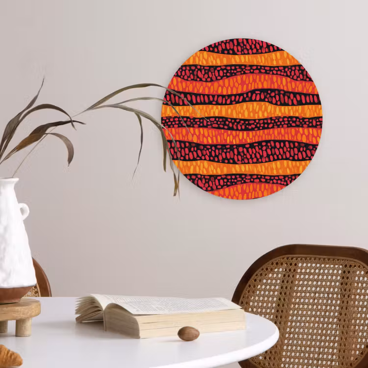 Wandcirkel - Glas - Oranje - Roze - Expressief - Patroon — 4