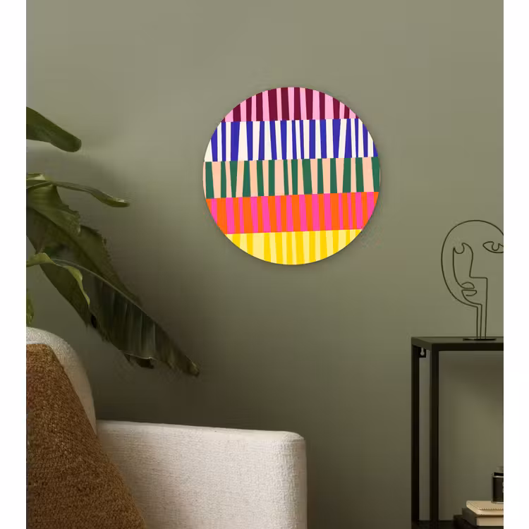 Wandcirkel - Glas - Patroon - Strepen - Abstract - Modern - Kleurrijk — 3