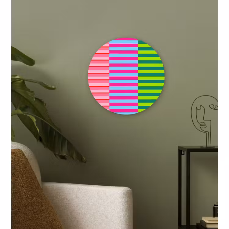 Wandcirkel - Glas - Patroon - Strepen - Modern - Abstract - Kleurrijk — 3