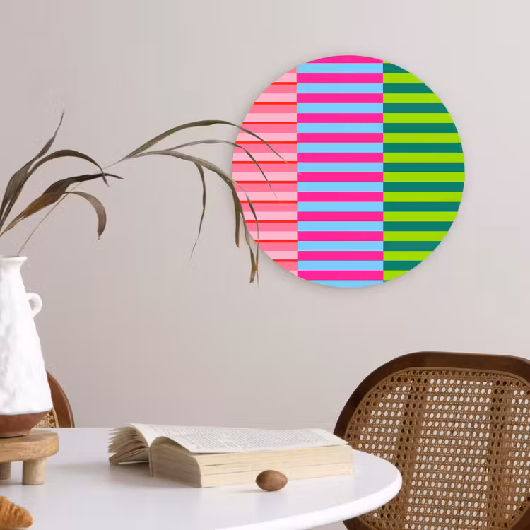 Wandcirkel - Glas - Patroon - Strepen - Modern - Abstract - Kleurrijk — 4