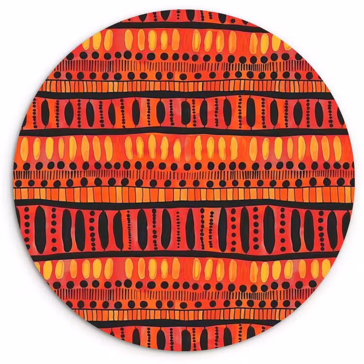 Wandcirkel - Glas - Rood - Oranje - Etnisch - Expressief - Patroon — 1