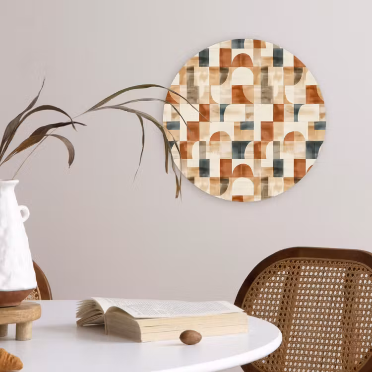 Wandcirkel - Glas - Terracotta - Geometrisch - Aquarel - Textuur — 4