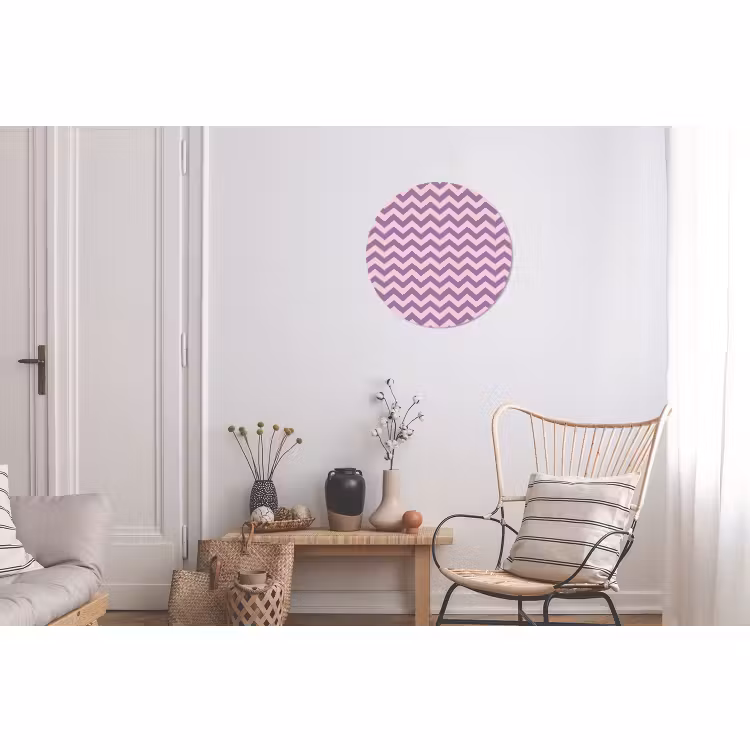 Wandcirkel - Aluminium - Paars - Roze - Geometrisch - Chevron - Zigzag - Patroon — 2