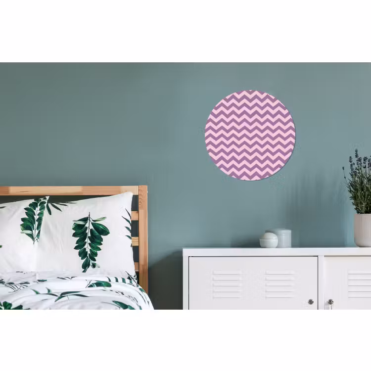Wandcirkel - Aluminium - Paars - Roze - Geometrisch - Chevron - Zigzag - Patroon — 4