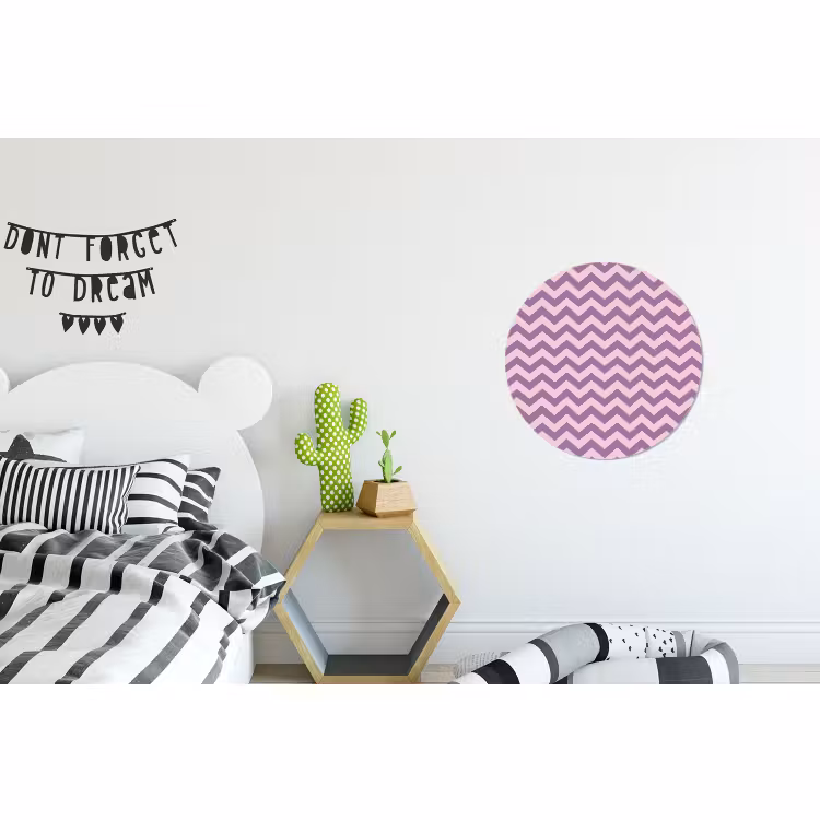 Wandcirkel - Aluminium - Paars - Roze - Geometrisch - Chevron - Zigzag - Patroon — 5