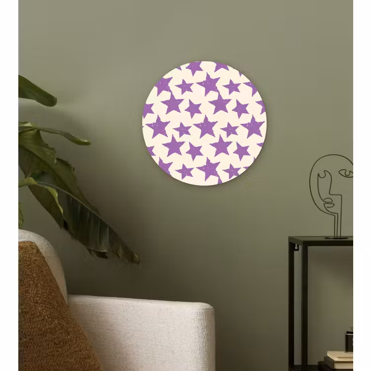 Wandcirkel - Glas - Paars - Geometrisch - Sterren - Stempel - Patroon — 3