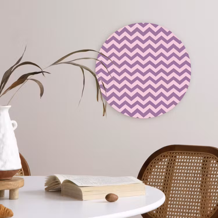 Wandcirkel - Glas - Paars - Roze - Geometrisch - Chevron - Zigzag - Patroon — 4