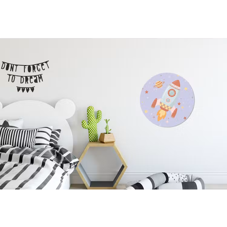 Wandcirkel - Aluminium - Raket - Ruimte - Planeet - Illustratie — 5