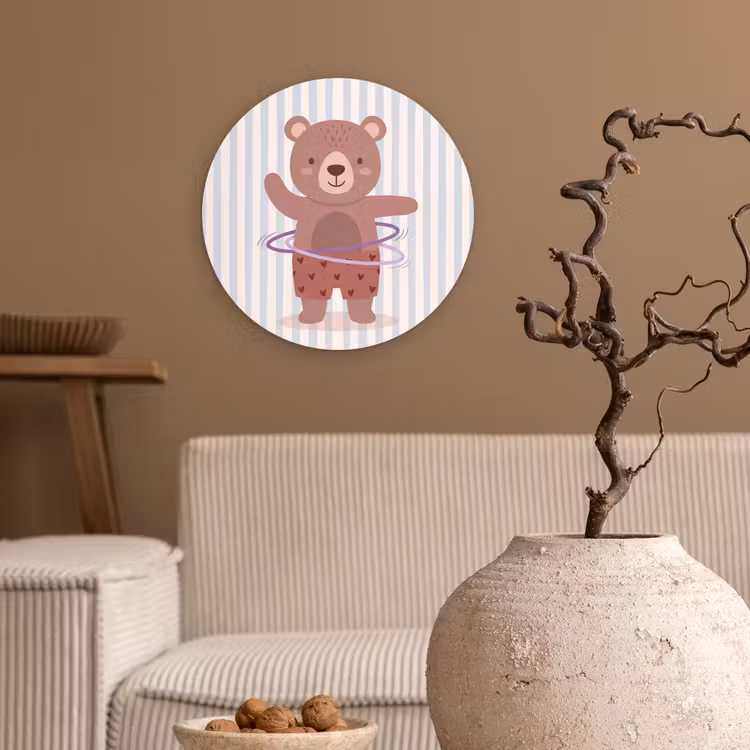 Wandcirkel - Glas - Beer - Hoepel - Kinderkamer - Illustratie - Bruin — 2