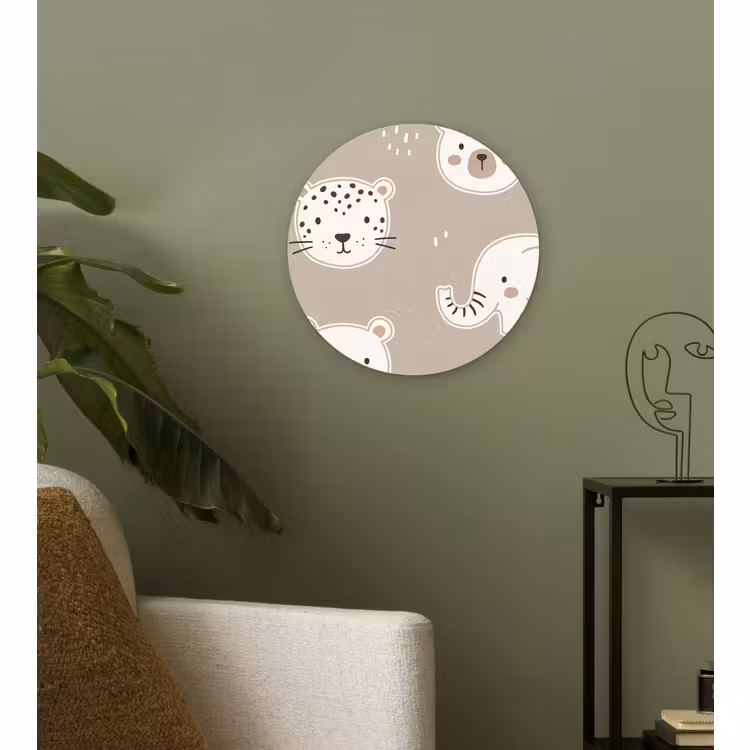 Wandcirkel - Glas - Dieren - Patroon - Illustratie - Modern - Beige — 3