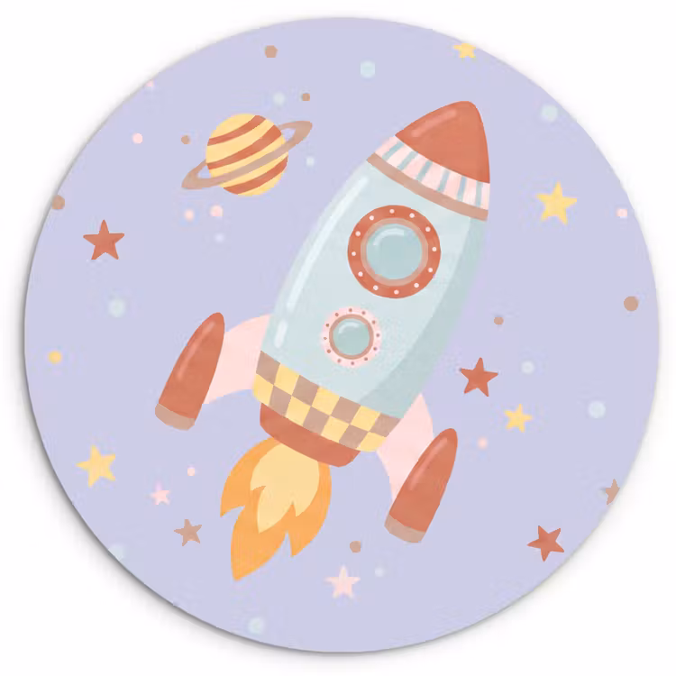 Wandcirkel - Glas - Raket - Ruimte - Planeet - Illustratie — 1