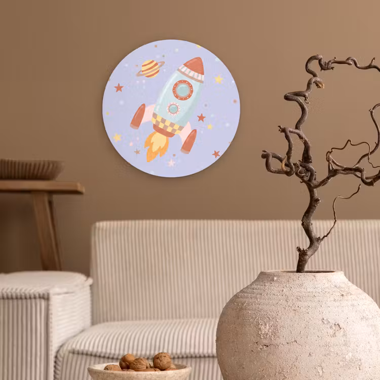 Wandcirkel - Glas - Raket - Ruimte - Planeet - Illustratie — 2