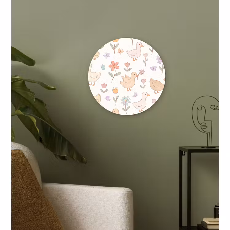 Wandcirkel - Glas - Vogel - Bloemen - Patroon - Pastel - Dieren — 3