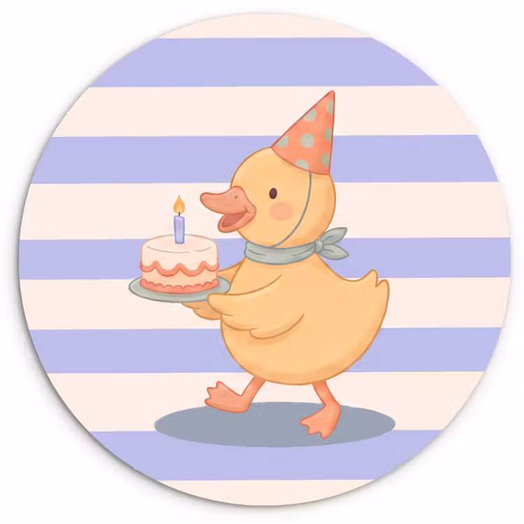 Wandcirkel - Glas - Vogel - Feest - Taart - Kinder - Illustratie — 1
