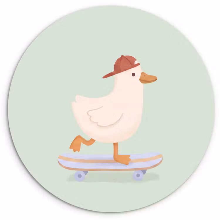 Wandcirkel - Glas - Vogel - Skateboard - Dieren - Cartoon - Speels — 1