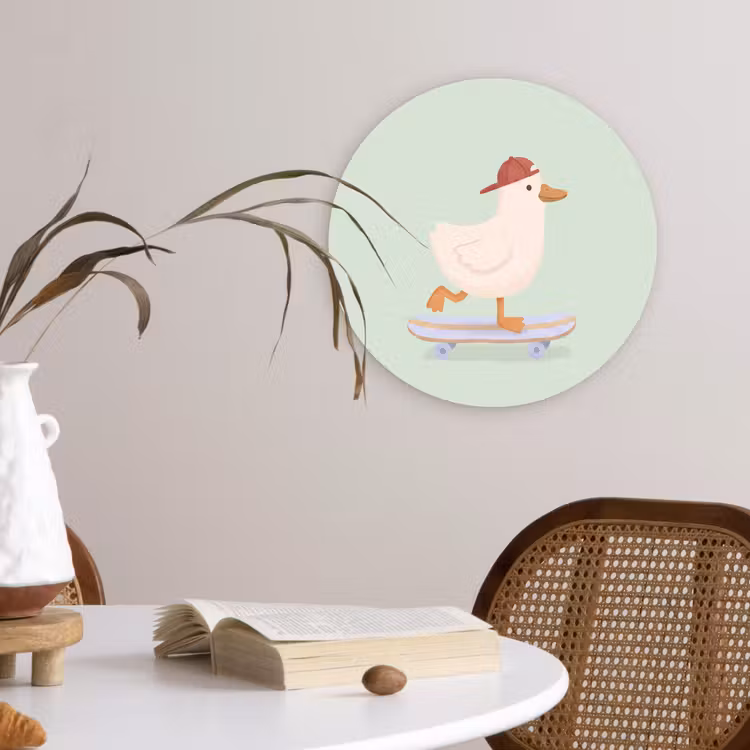 Wandcirkel - Glas - Vogel - Skateboard - Dieren - Cartoon - Speels — 4
