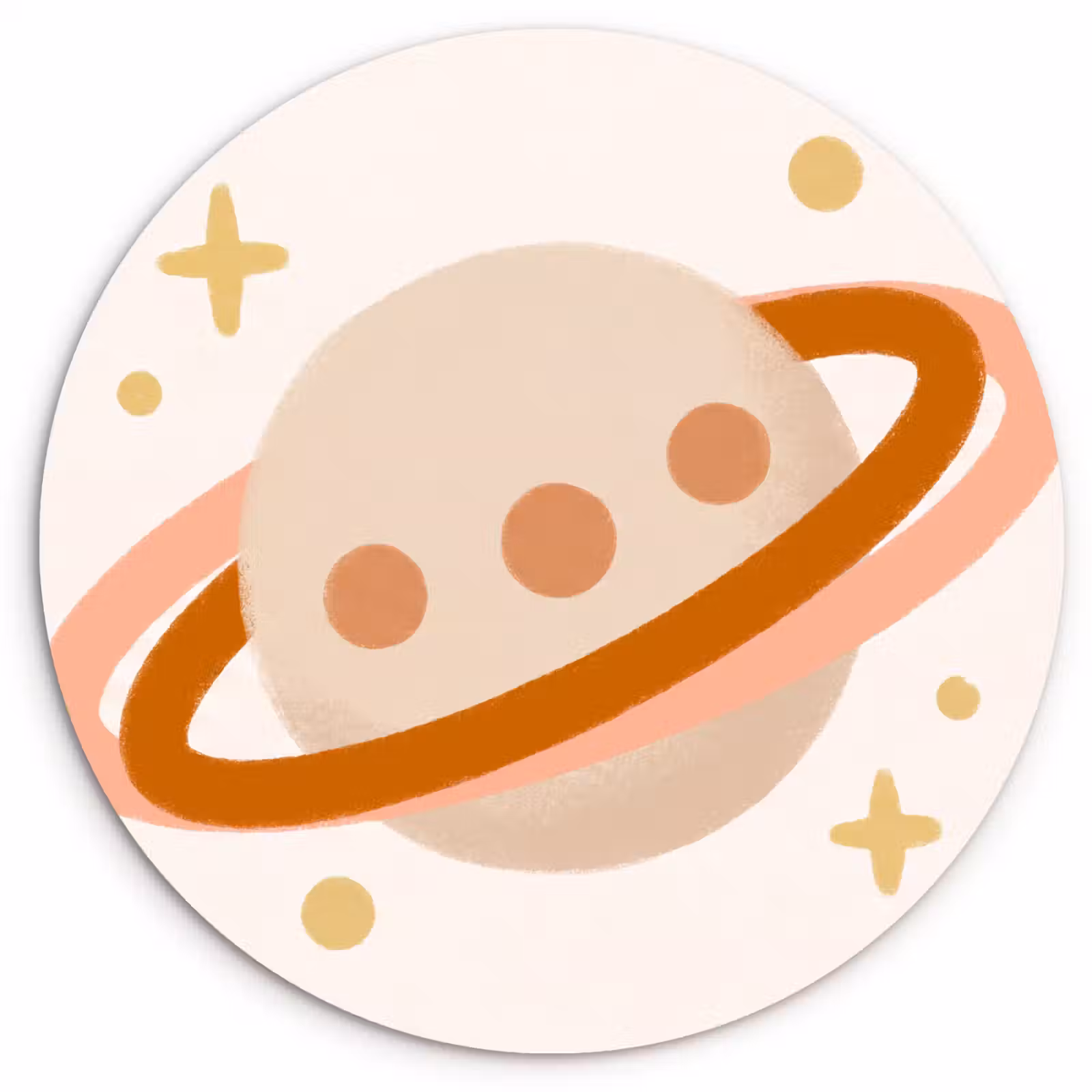 Wandcirkel - Glas - Planeet - Ringen - Ruimte - Illustratie - Beige — 1