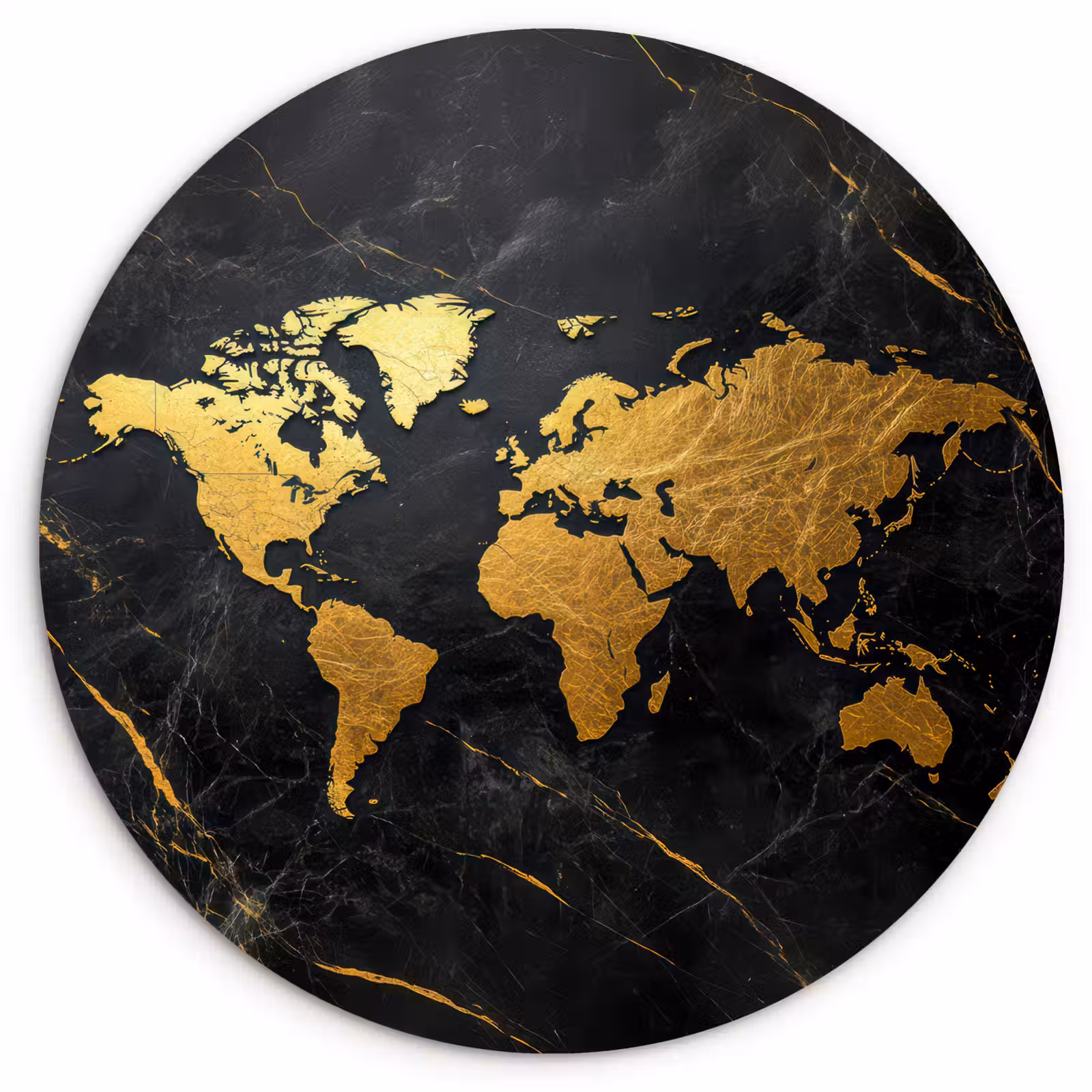 Wandcirkel - Glas - Wereldkaart - Goud - Marmer — 1
