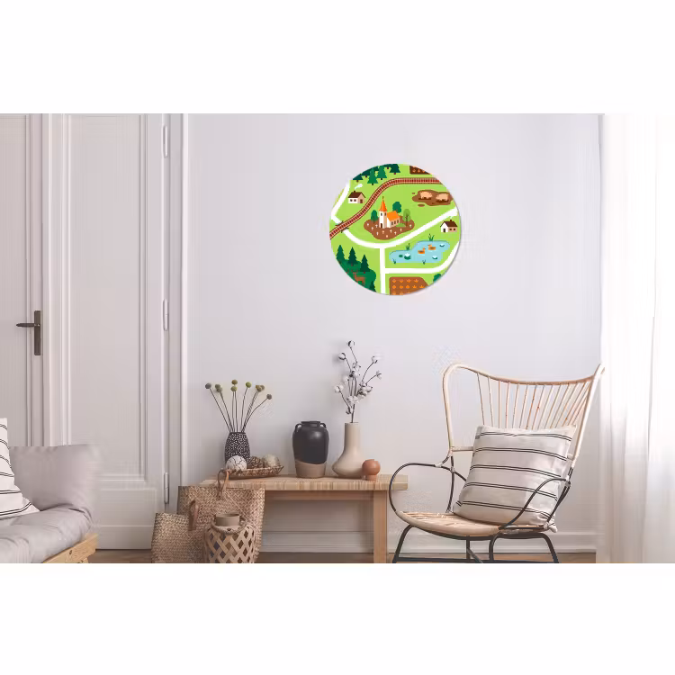 Wandcirkel - Aluminium - Platteland - Dieren - Illustratie — 2