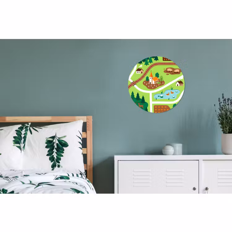 Wandcirkel - Aluminium - Platteland - Dieren - Illustratie — 4