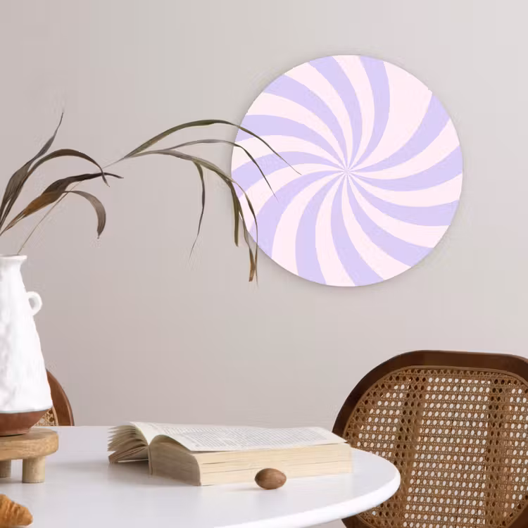 Wandcirkel - Glas - Patroon - Spiraal - Abstract - Modern - Paars-Roze — 4