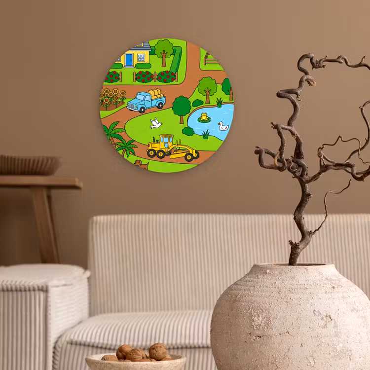 Wandcirkel - Glas - Platteland - Dieren - Cartoon — 2