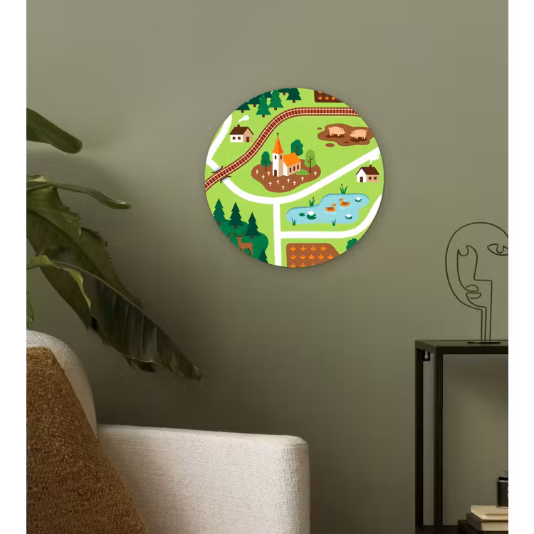 Wandcirkel - Glas - Platteland - Dieren - Illustratie — 3