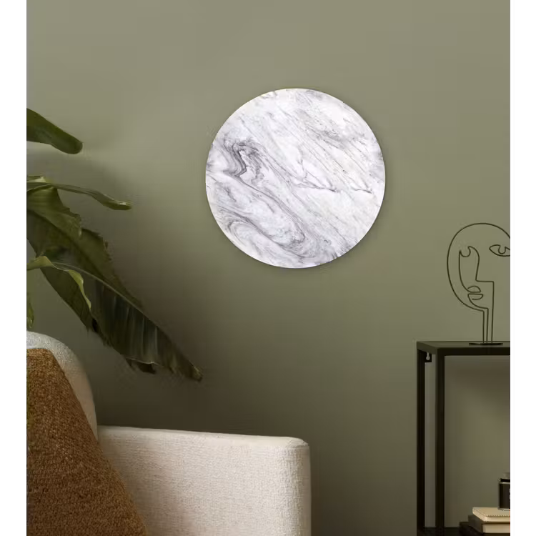 Wandcirkel - Glas - Wervelende - Grijsstructuur - Marmer - Wit — 3