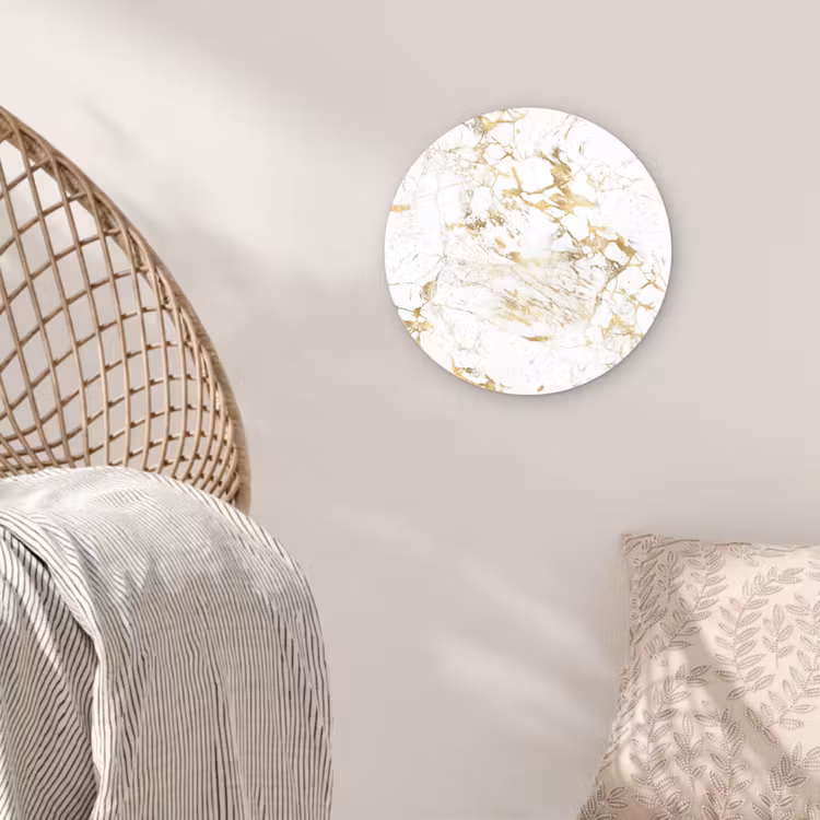 Wandcirkel - Glas - Wit - Marmer - Luxe - Goud — 5