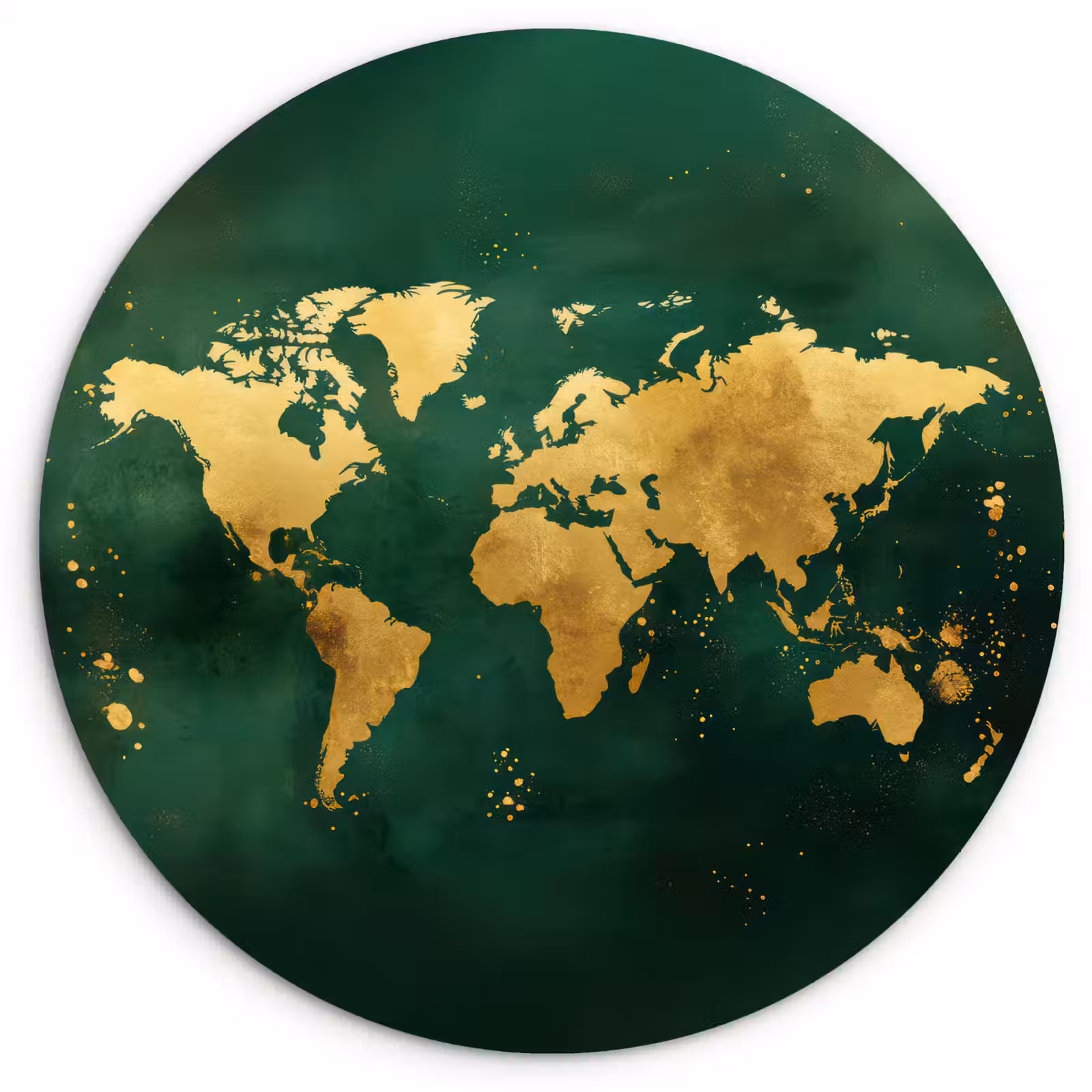 Wandcirkel - Glas - Wereldkaart - Groen - Goud — 1