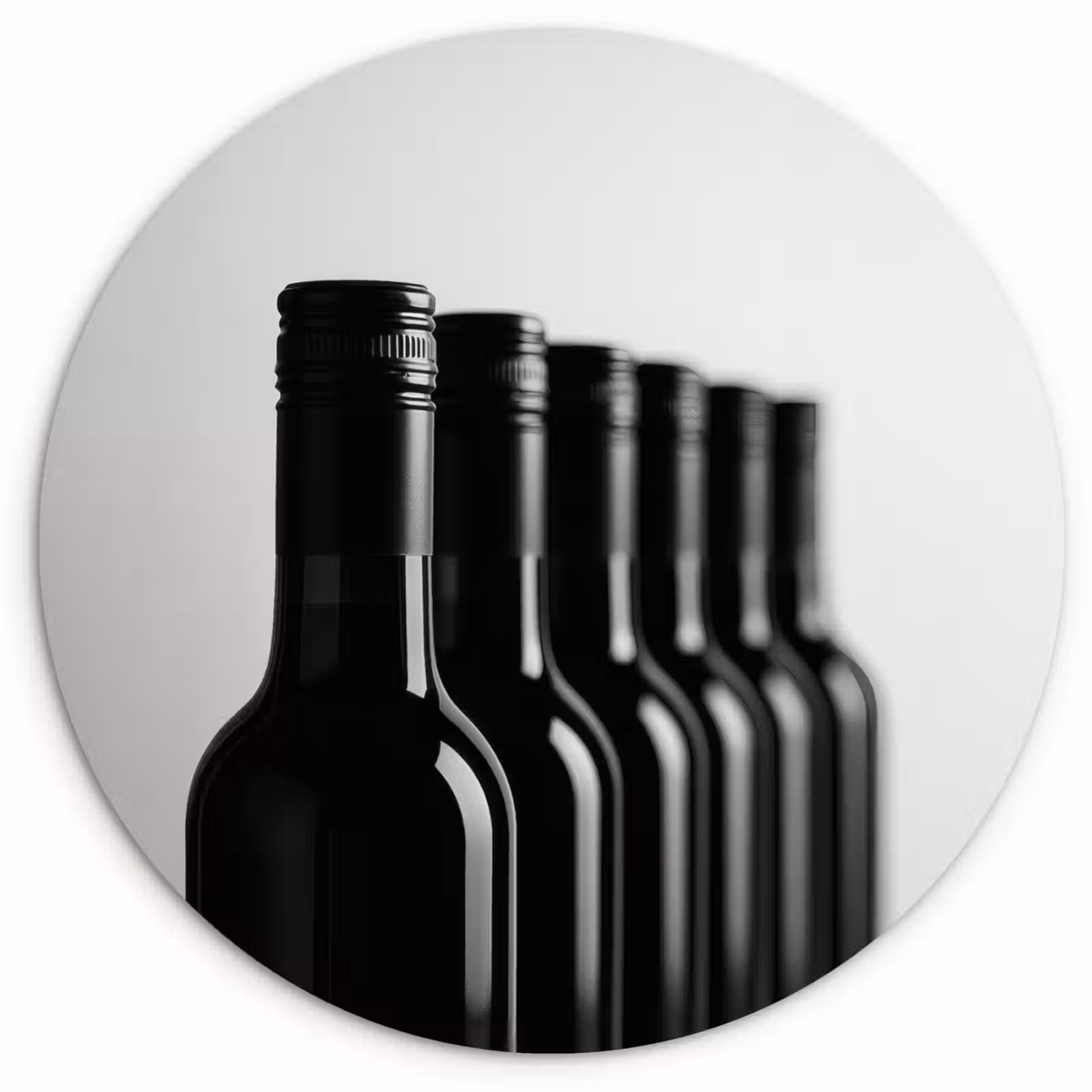 Wandcirkel - Glas - Wijnflessen - Zwart - Minimalistisch — 1