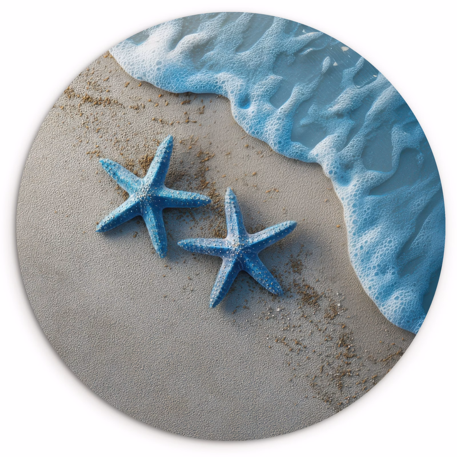 Wandcirkel - Glas - Zeesterren - Zand - Zee - Blauw — 1