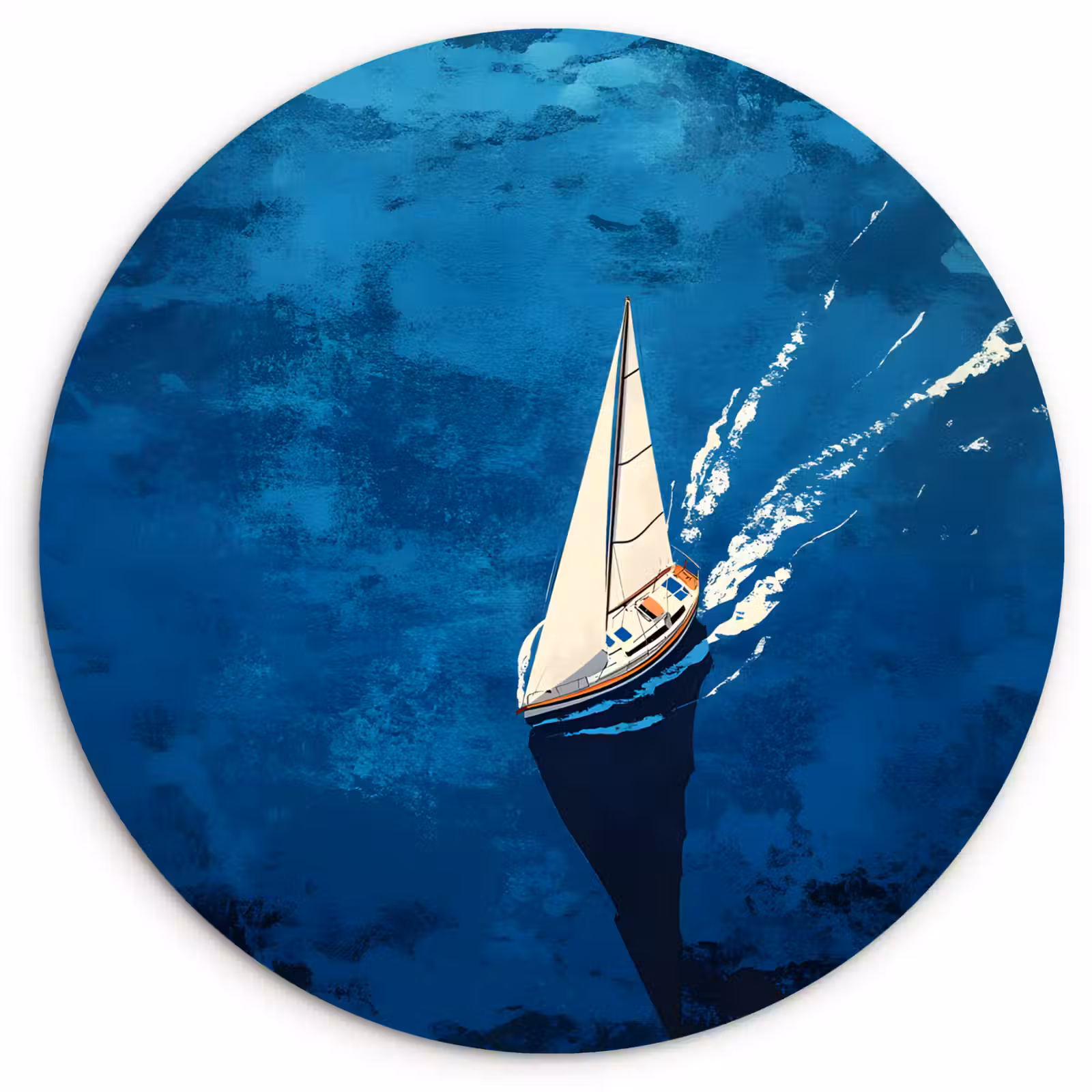 Wandcirkel - Glas - Zeilboot - Water - Abstract - Schaduw — 1